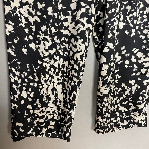 NWT Banana Republic Factory Pants Relaxed Trouser Black Off-White Abstract Sz 14 - Picture 7 of 12